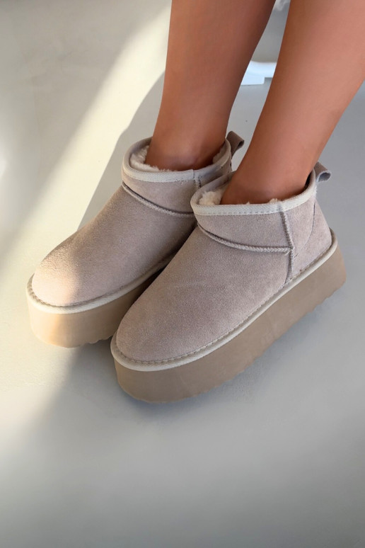 sniega apavi SieviešuIeslēgtsturalnego zamšādasu smilšu krāsas Tā irirene