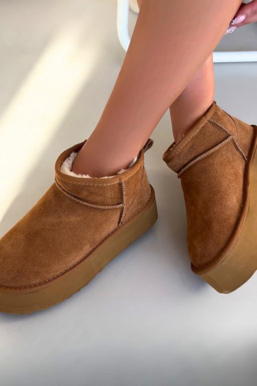 sniega apavi SieviešuIeslēgtsturalnego zamšādasu brūnas krāsas Tā irirene