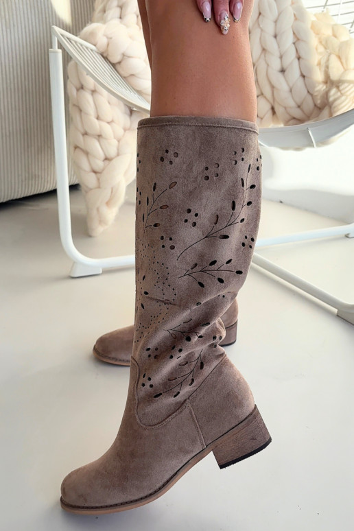 Ažūrs sieviešu garie zābaki Klockā Haki krāsas Helinna