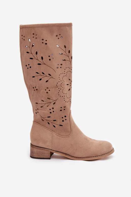 Ažūrs sieviešu garie zābaki Klockā Haki krāsas Helinna