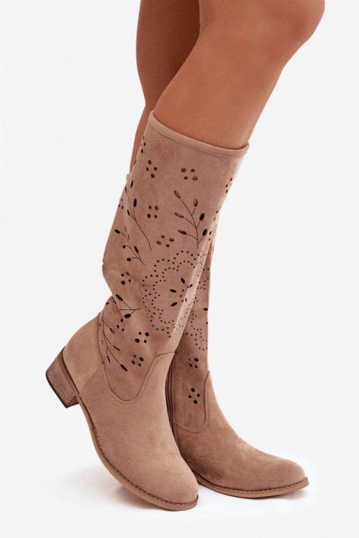 Ažūrs sieviešu garie zābaki Klockā Haki krāsas Helinna