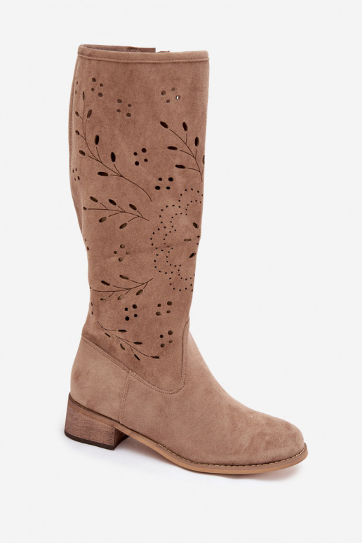 Ažūrs sieviešu garie zābaki Klockā smilšu krāsas Helinna