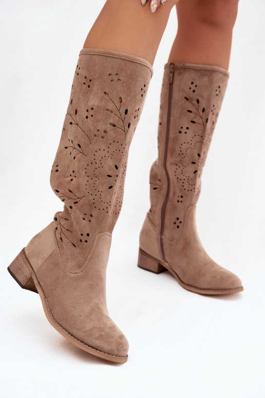 Ažūrs sieviešu garie zābaki Klockā smilšu krāsas Helinna