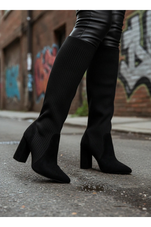 Melni sieviešu garie zābaki ar papēžiem Yserine