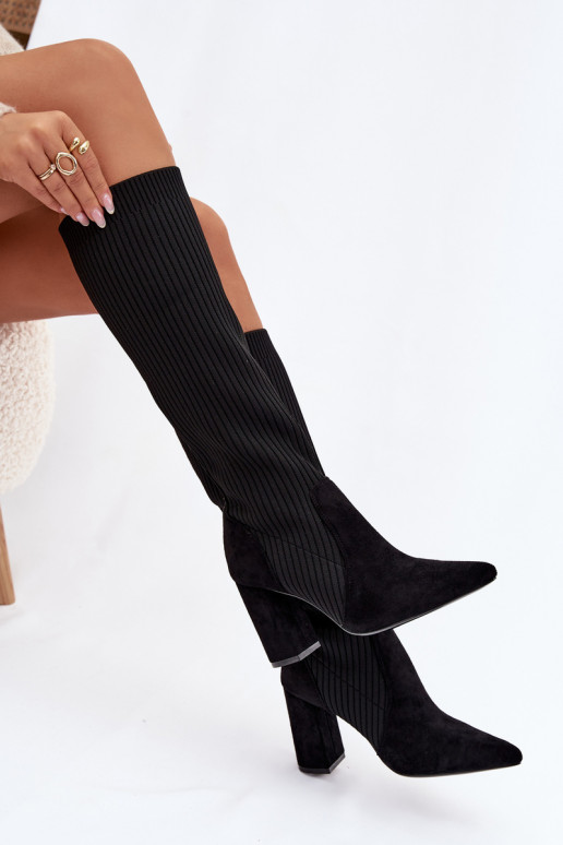 Melni sieviešu garie zābaki ar papēžiem Yserine