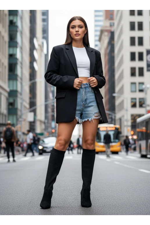 Melni sieviešu garie zābaki ar papēžiem Yserine