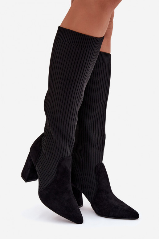 Melni sieviešu garie zābaki ar papēžiem Yserine