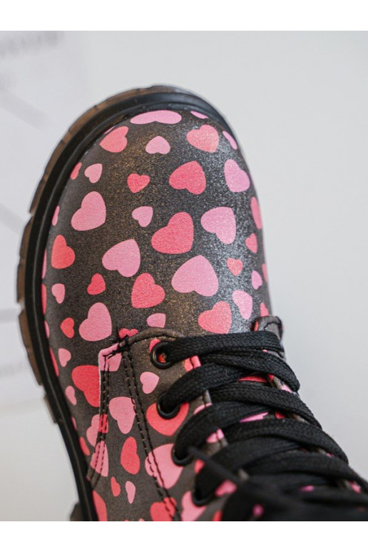 siltināti Sieviešu puszābaki Bērnu apavi ar rāvējslēdzējiem Melns-Rozā krāsas Dolida