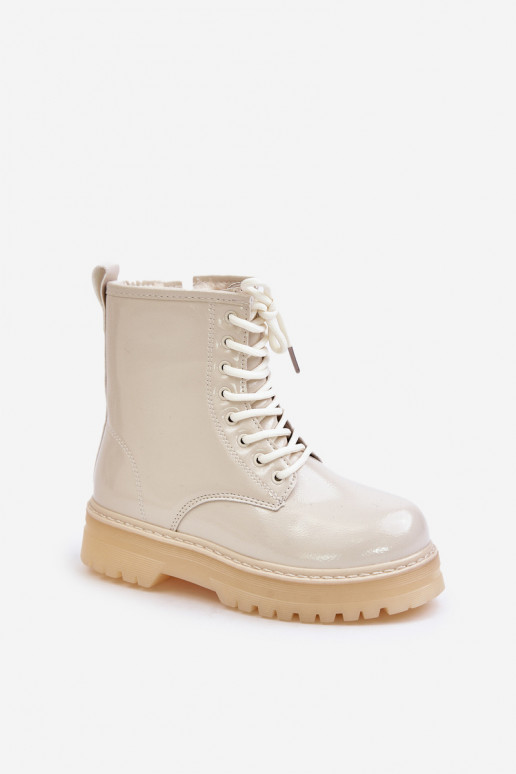 siltināti Sieviešu puszābaki Bērnu Laque Uz pili smilšu krāsas Novita