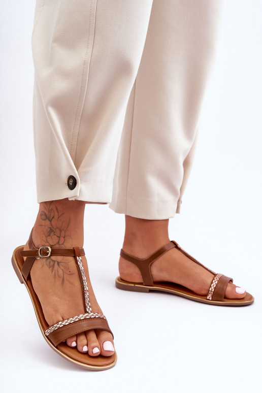 Sieviešu basenes ar mirdzošiem spīdumiņiem brūnas krāsas Penna