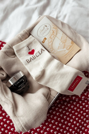 Zeķes Sieviešu Ar uzrakstu I Love Babcia Ecru