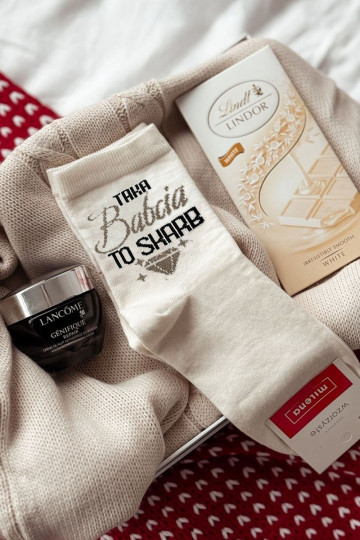 Zeķes Sieviešu Ar uzrakstu Taka Babcia To Skarb Ecru