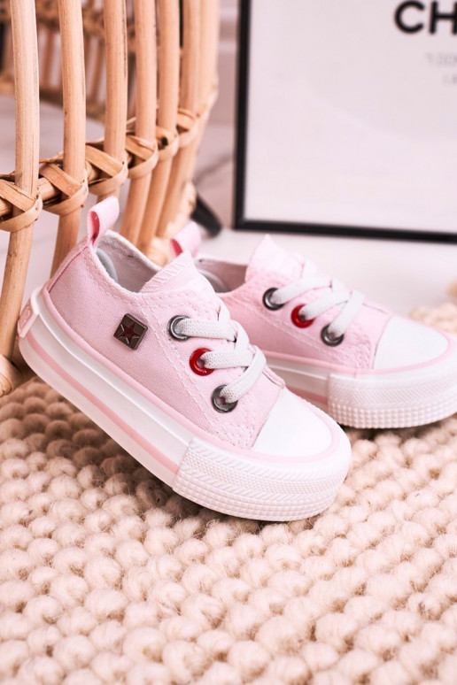 Bērnu apavi Klasiska modeļa sporta apavi ar līdzenu zoli BIG STAR HH374197 Rozā krāsas