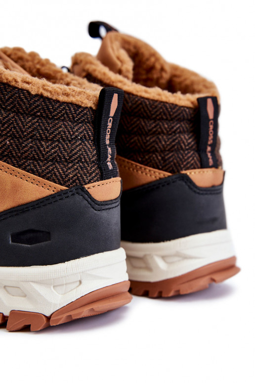 Vīriešiem siltināti Sieviešu puszābaki pārgājienu zābaki Cross Jeans KK1R4021C brūnas krāsas