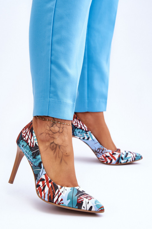 Stilīgasrnas Āda augstpapēžu kurpes Ļevskis Shoes 2659 zaļš-Zilas krāsas