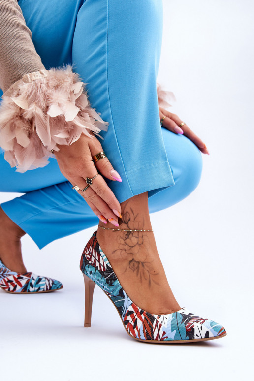 Stilīgasrnas Āda augstpapēžu kurpes Ļevskis Shoes 2659 zaļš-Zilas krāsas