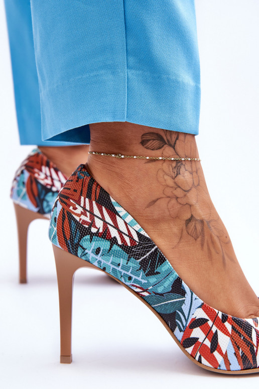 Stilīgasrnas Āda augstpapēžu kurpes Ļevskis Shoes 2659 zaļš-Zilas krāsas