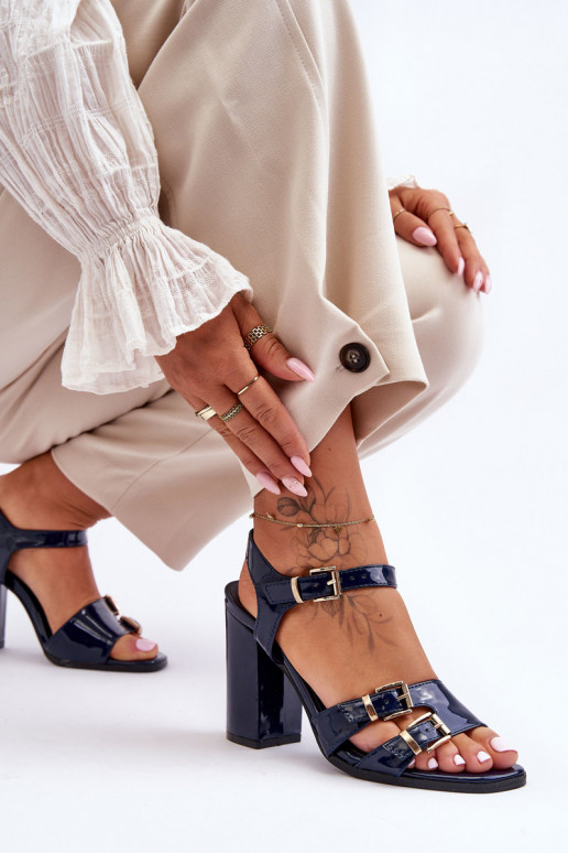 Laque Elegantas augstpapēžu sandales S.Barski 80-3 tumši zilas krāsas