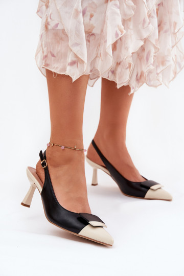 Eleganta stila augstpapēžu kurpes ar ornamentiem Eko Āda melnas krāsas Ottoles 2