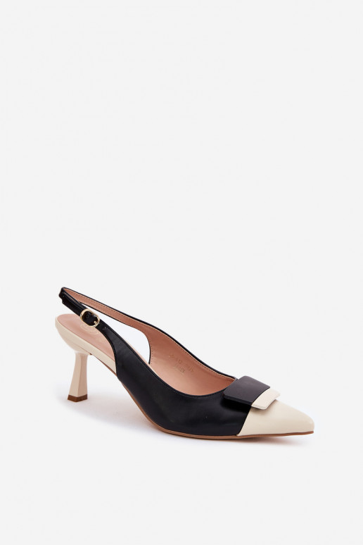 Eleganta stila augstpapēžu kurpes ar ornamentiem Eko Āda melnas krāsas Ottoles