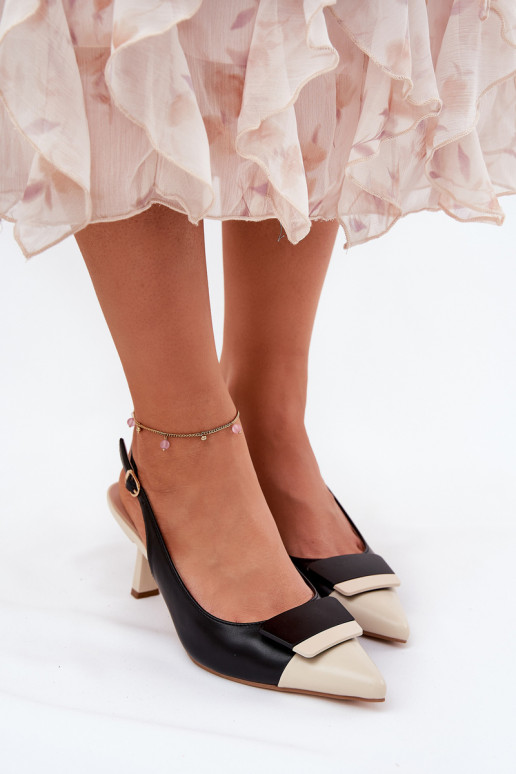 Eleganta stila augstpapēžu kurpes ar ornamentiem Eko Āda melnas krāsas Ottoles