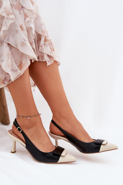 Eleganta stila augstpapēžu kurpes ar ornamentiem Eko Āda melnas krāsas Ottoles