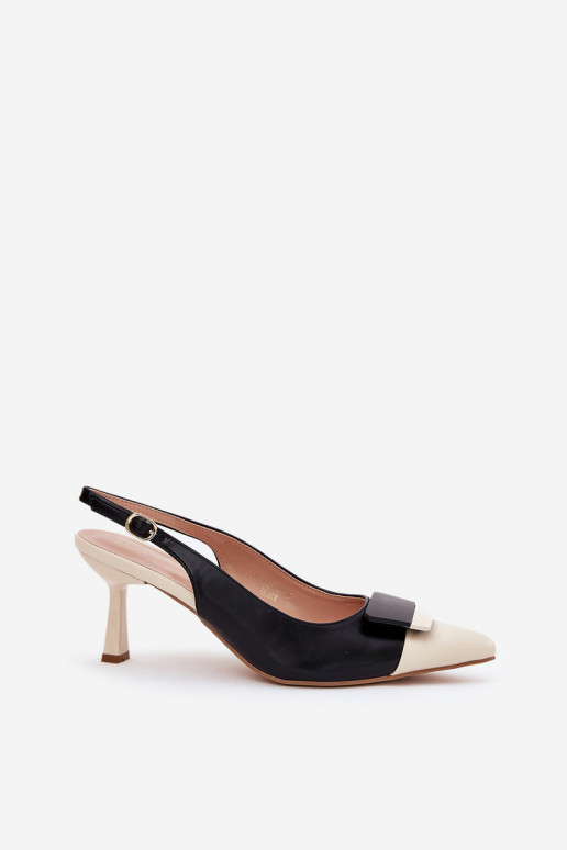 Eleganta stila augstpapēžu kurpes ar ornamentiem Eko Āda melnas krāsas Ottoles