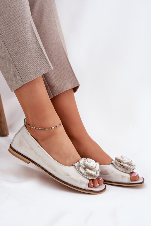 BalerīnasOdkrytymi Palcami I Puķe Zazoo 1870 Zelta krāsas Przecierany