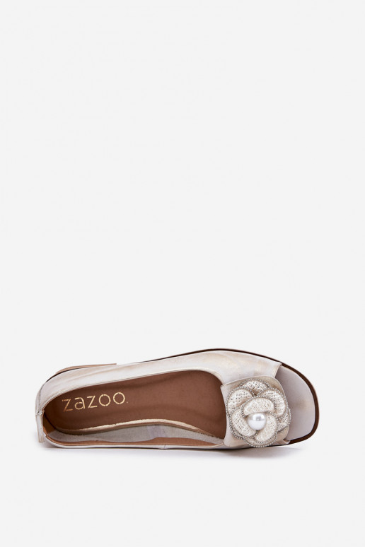 BalerīnasOdkrytymi Palcami I Puķe Zazoo 1870 Zelta krāsas Przecierany