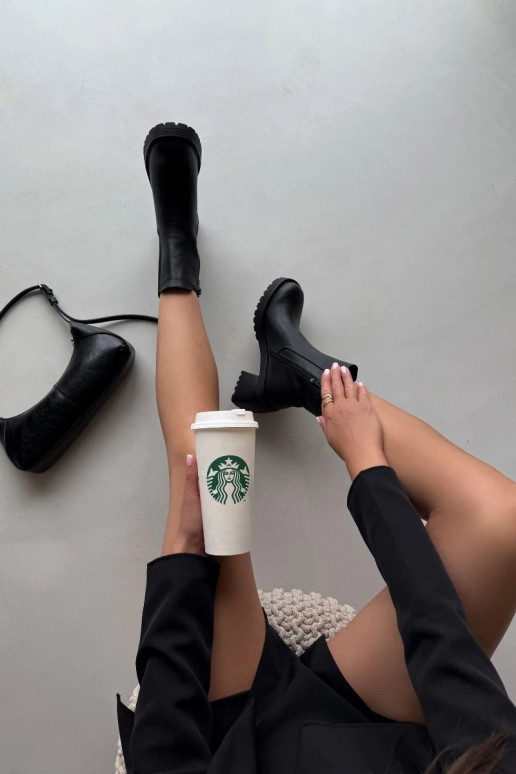 Sieviešu puszābaki ar papēdi melnas krāsas Thalira