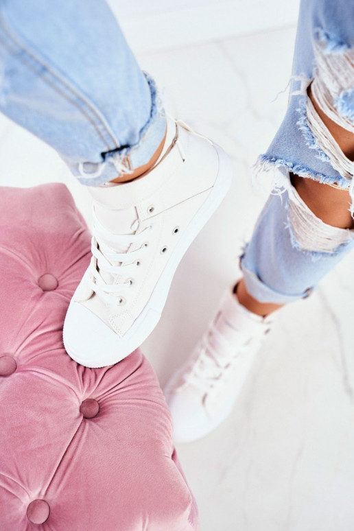 Sieviešu Āda tõmblukuga BIG STAR V274541 baltas krāsas