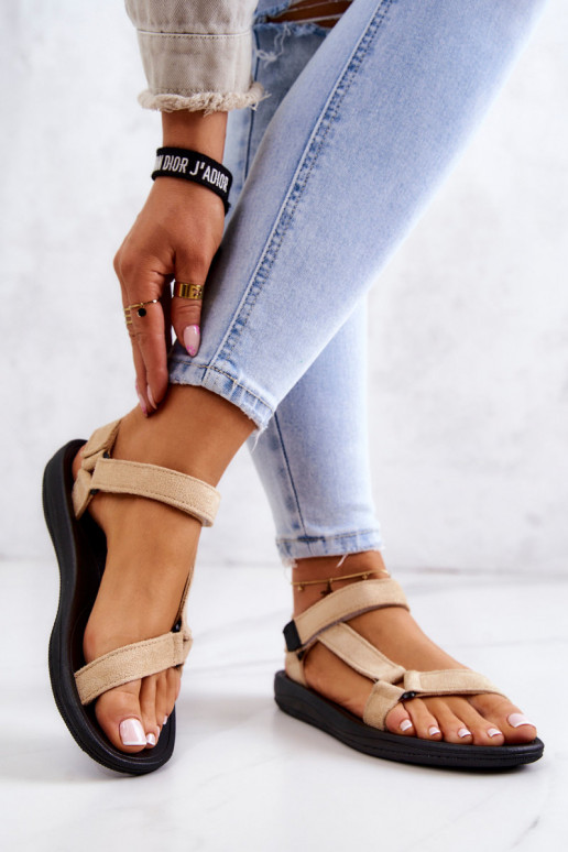 Sieviešu zamšādas Sportiska stila sandales smilšu krāsas Harris