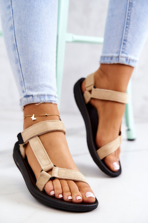 Sieviešu zamšādas Sportiska stila sandales smilšu krāsas Harris