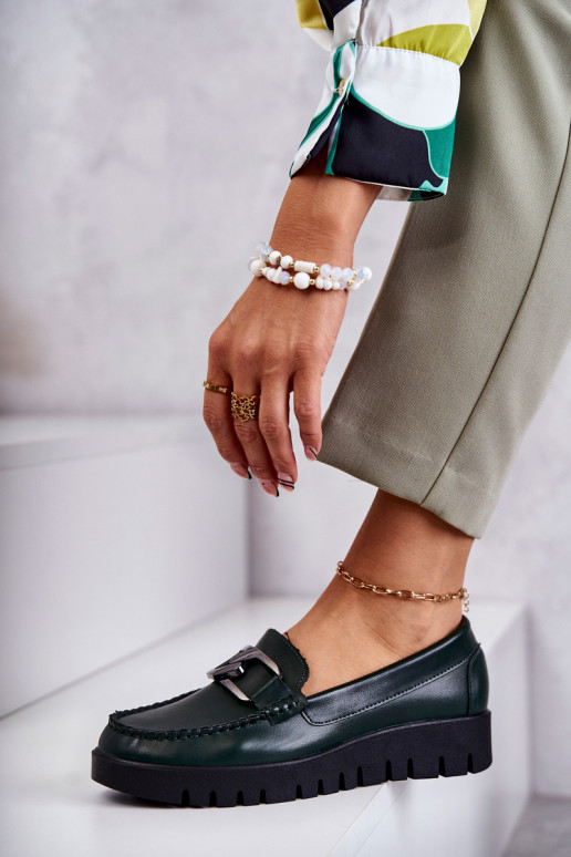 Laque apavi Loafers ar platformu Zaļas krāsas Kjersti