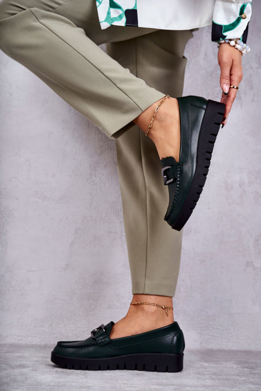 Laque apavi Loafers ar platformu Zaļas krāsas Kjersti