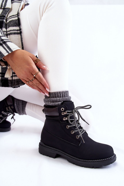 Sieviešu siltināti Sieviešu puszābaki apavi melnas krāsas Lonne