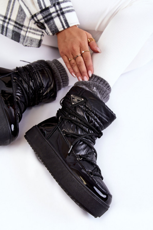 Sieviešu Stilīgasrnas sniega apavi šņorējami melnas krāsas Carrios