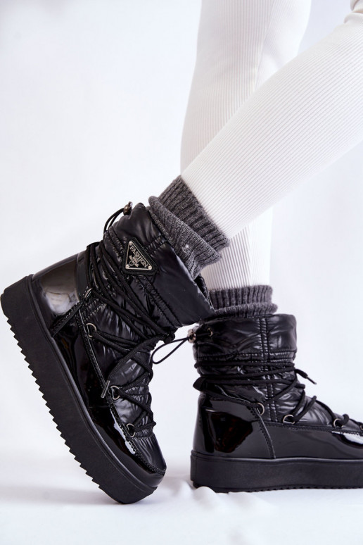 Sieviešu Stilīgasrnas sniega apavi šņorējami melnas krāsas Carrios