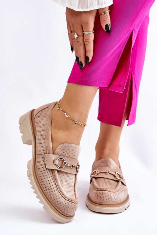 Klasiska modeļa Sieviešu apavi Mokasīni smilšu krāsas Kolton