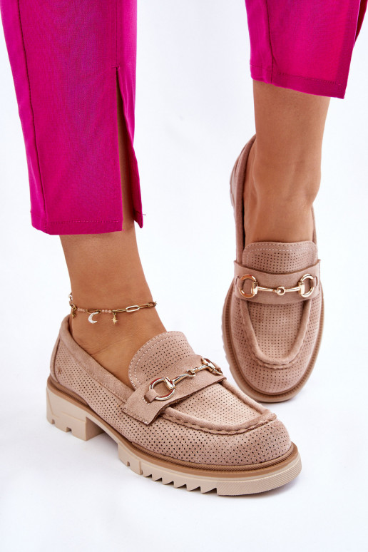 Klasiska modeļa Sieviešu apavi Mokasīni smilšu krāsas Kolton