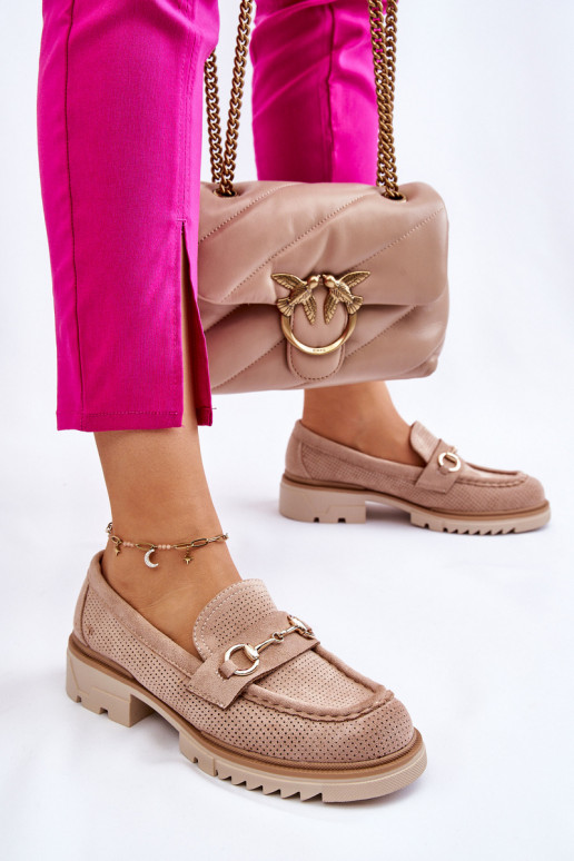 Klasiska modeļa Sieviešu apavi Mokasīni smilšu krāsas Kolton