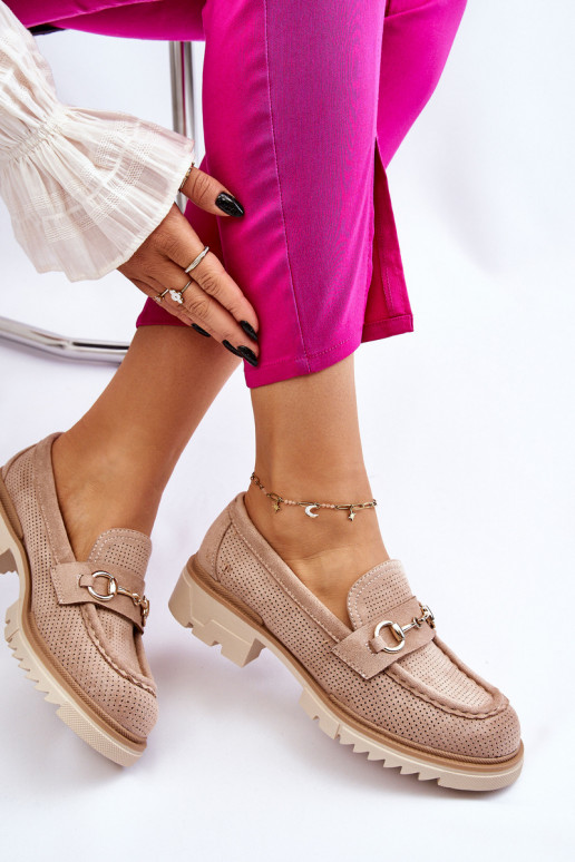 Klasiska modeļa Sieviešu apavi Mokasīni smilšu krāsas Kolton