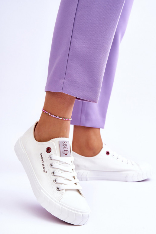 Klasiska modeļa Sieviešu apavi Cross Jeans LL2R4052 baltas krāsas
