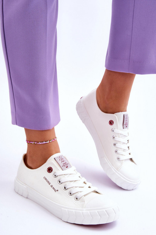 Klasiska modeļa Sieviešu apavi Cross Jeans LL2R4052 baltas krāsas