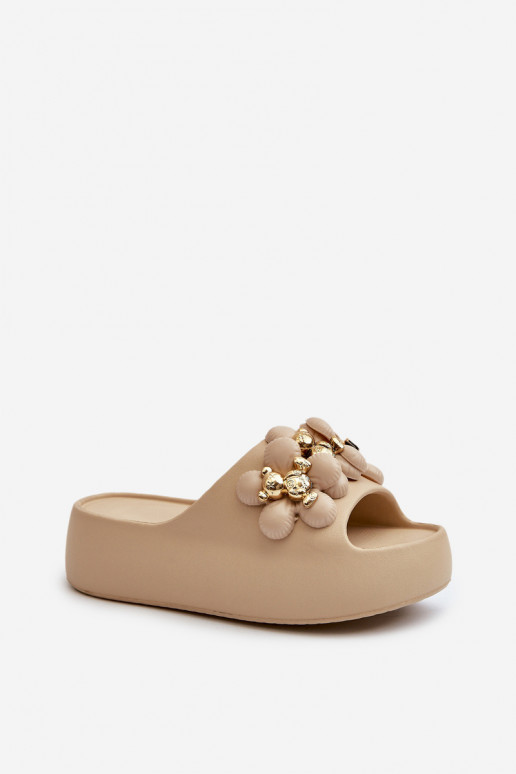 Sieviešu Čības Vieglas čības uz pirksta Ar rotājumiem Uz biezas zoles smilšu krāsas Bremavia