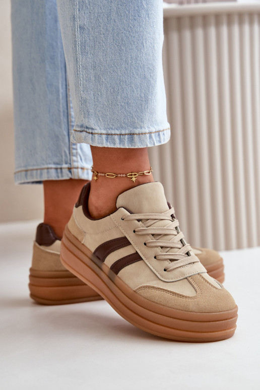 Sneakers modeļa apavi Sieviešu ar platformu brūnas krāsas Nesonice