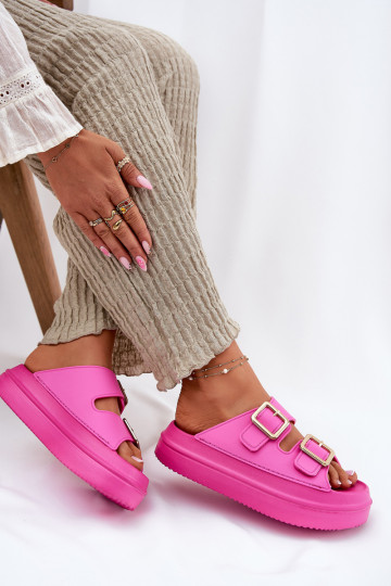 sieviešu čības ar platformu Ze Zelta krāsasmi ar sprādzēmmi rozā krāsas Zorila