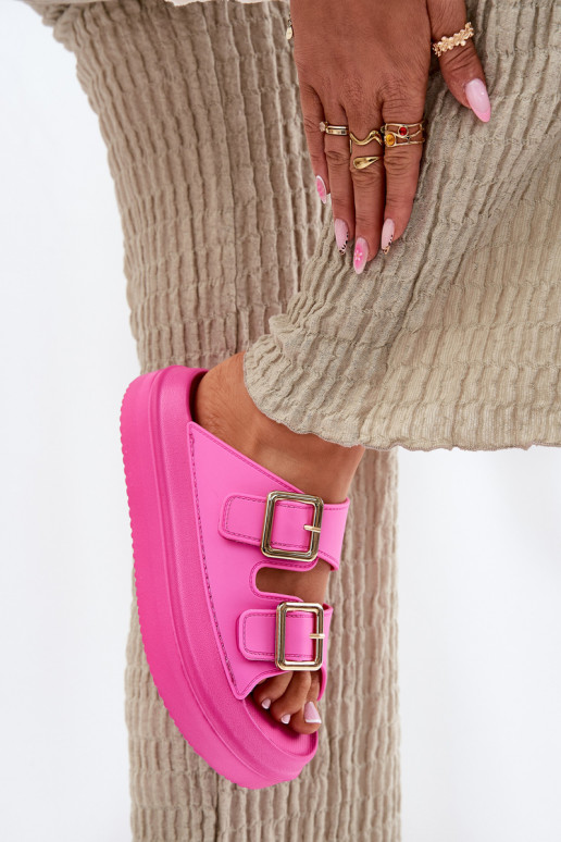 sieviešu čības ar platformu Ze Zelta krāsasmi ar sprādzēmmi rozā krāsas Zorila