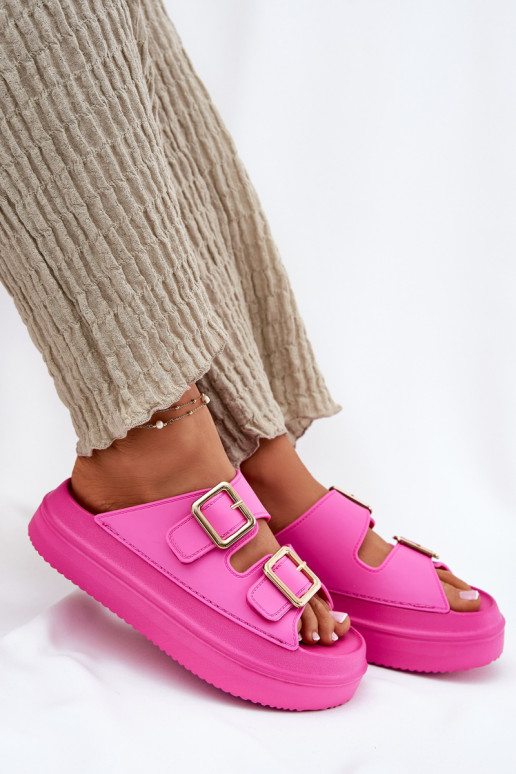 sieviešu čības ar platformu Ze Zelta krāsasmi ar sprādzēmmi rozā krāsas Zorila