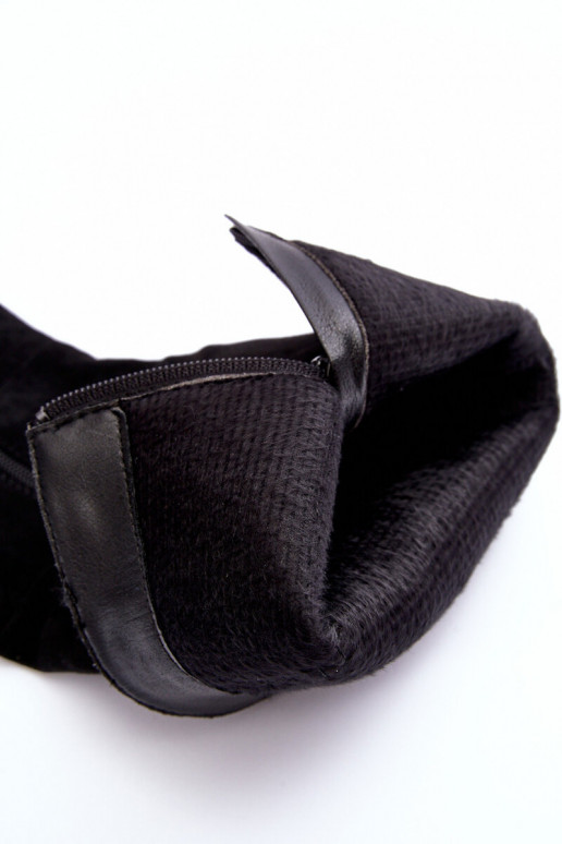 garie zābaki Pirms ceļgala ar papēdi zamšādas melnas krāsas Kilrenita